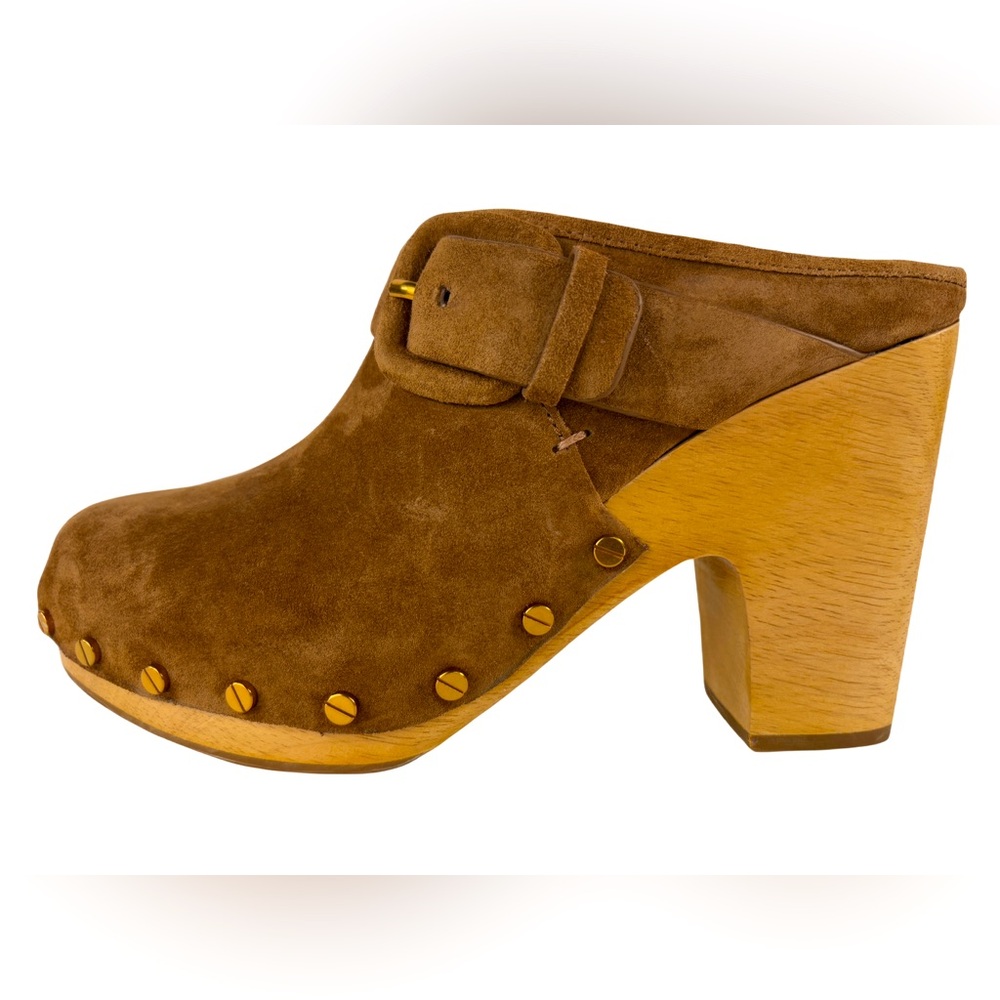 VERONICA BEARD Dacey Suede Clogs Pecan Sz 7.5 NIB